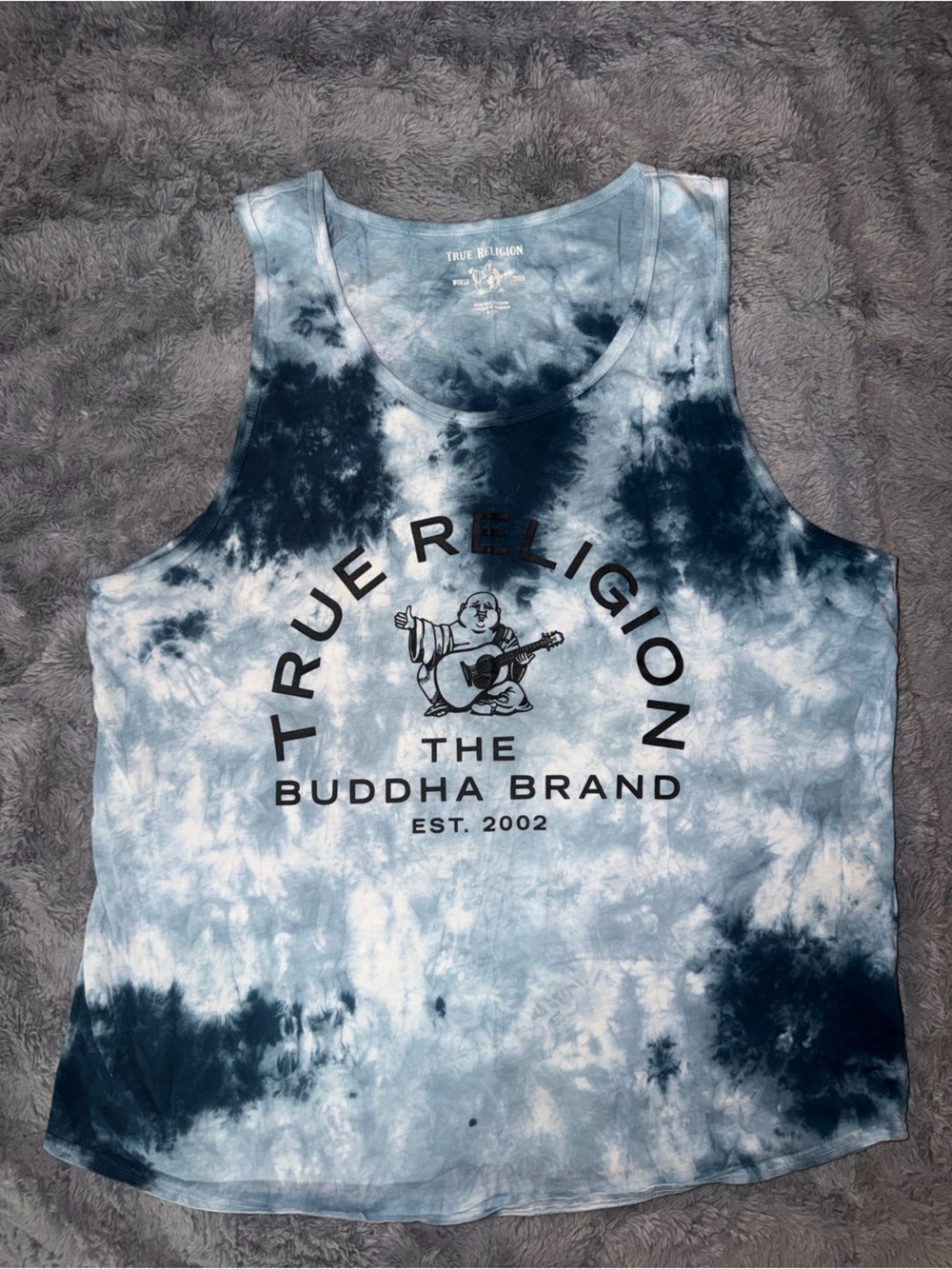 True Religion Blue Tie-Dye Logo Tee